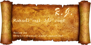 Raksányi József névjegykártya