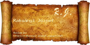 Raksányi József névjegykártya